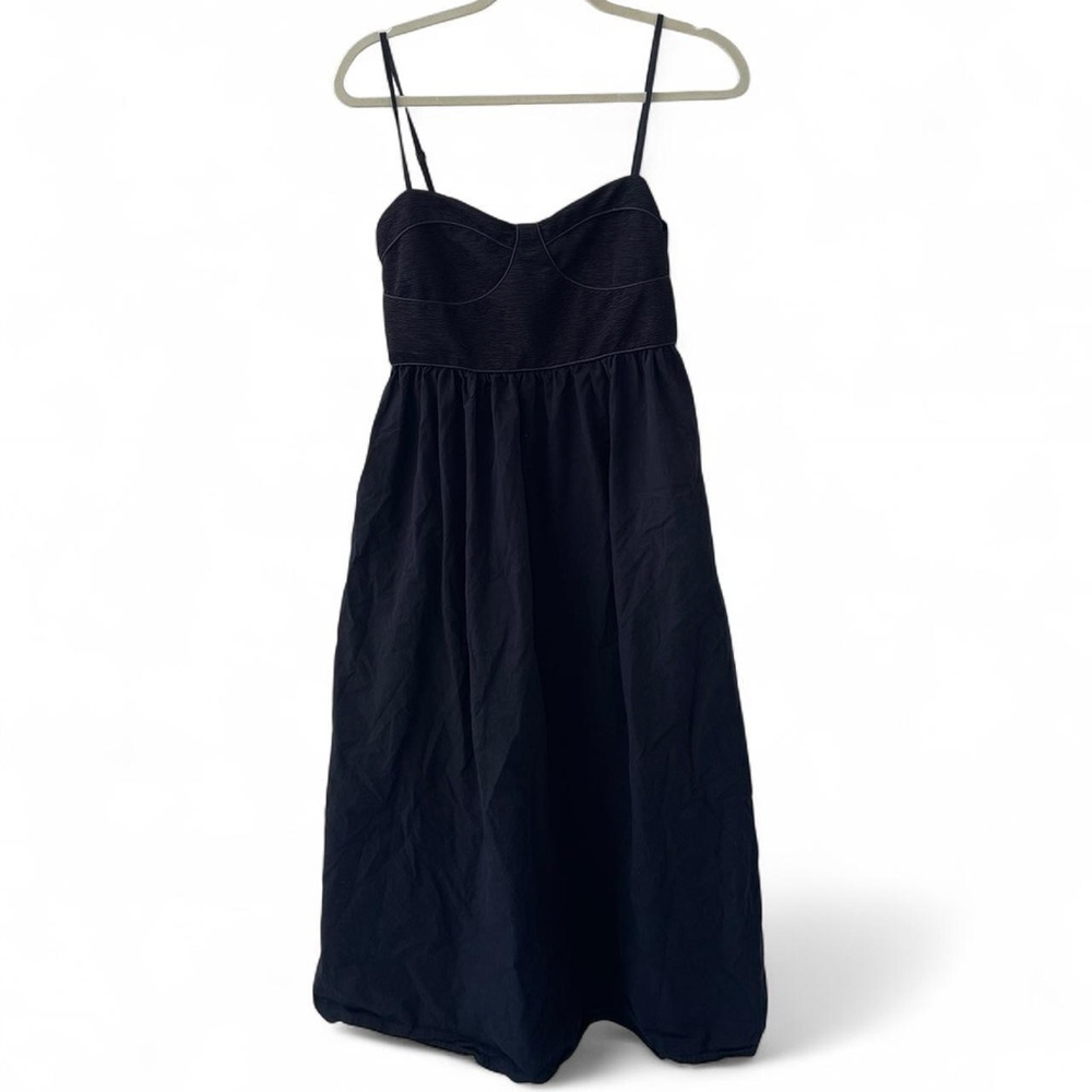 Crescent Black Midi Spaghetti Strap Dress - Women's Size M